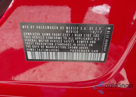 2018 Volkswagen Jetta 1.8T Se Sport from USA, damaged, VIN 3VWD17AJ7JM240382